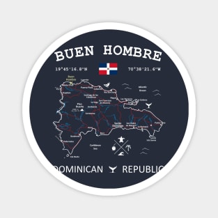 Buen Hombre Dominican Republic Flag Travel Map Coordinates GPS Magnet